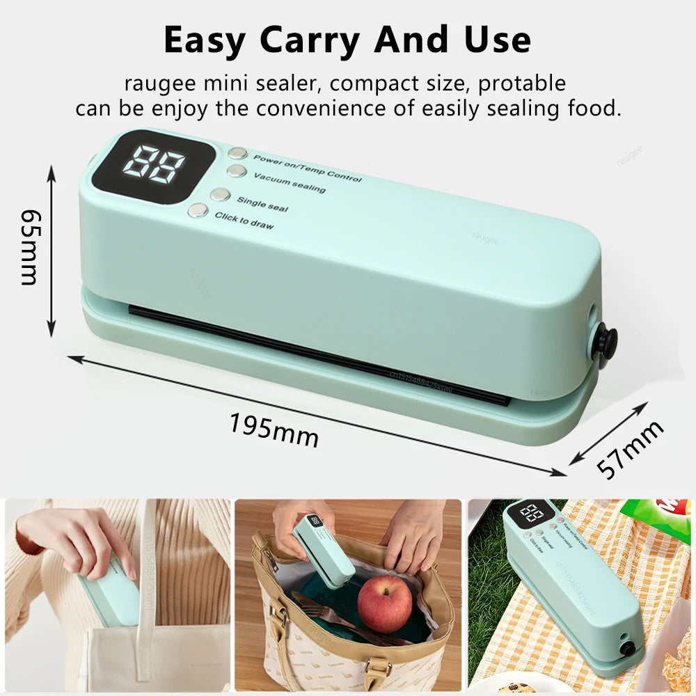 Vacuum Sealer Handheld Food Packaging Sealing Machine Home Wireless Vacuum Sealer Pump With Reusable Zipper Vacuum Bags