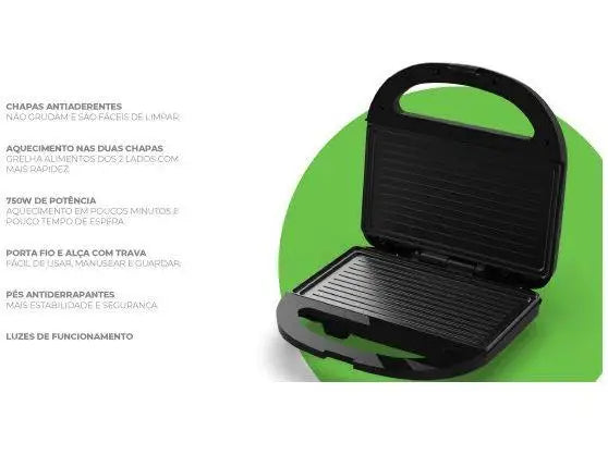 Cadence SanduGrill SAN230 750W Black Grill Sandwich Maker-220V