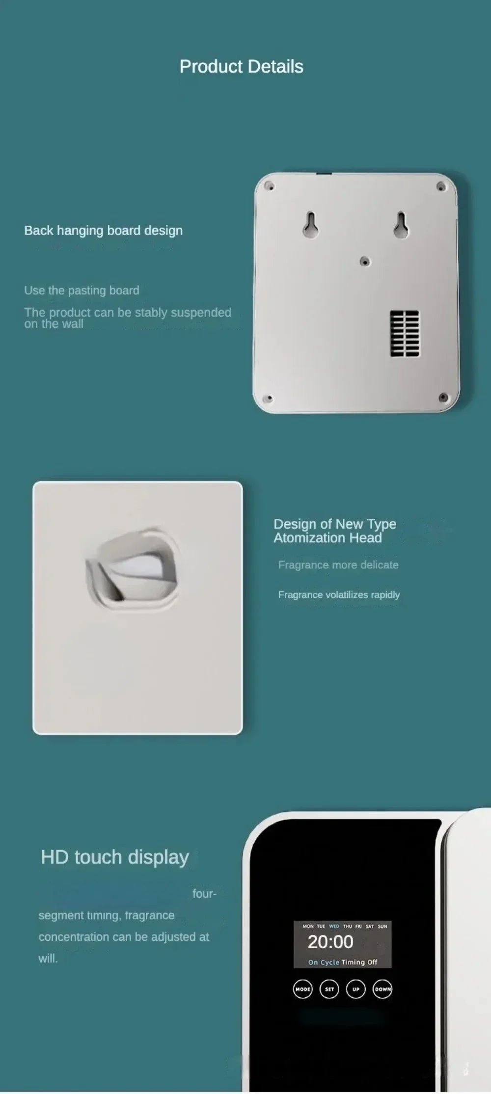 1000m³ Electric Smell Distributor Bluetooth Wall Mounted Fragrance Diffuser Professional Aroma Diffuser Electric Smell for Home