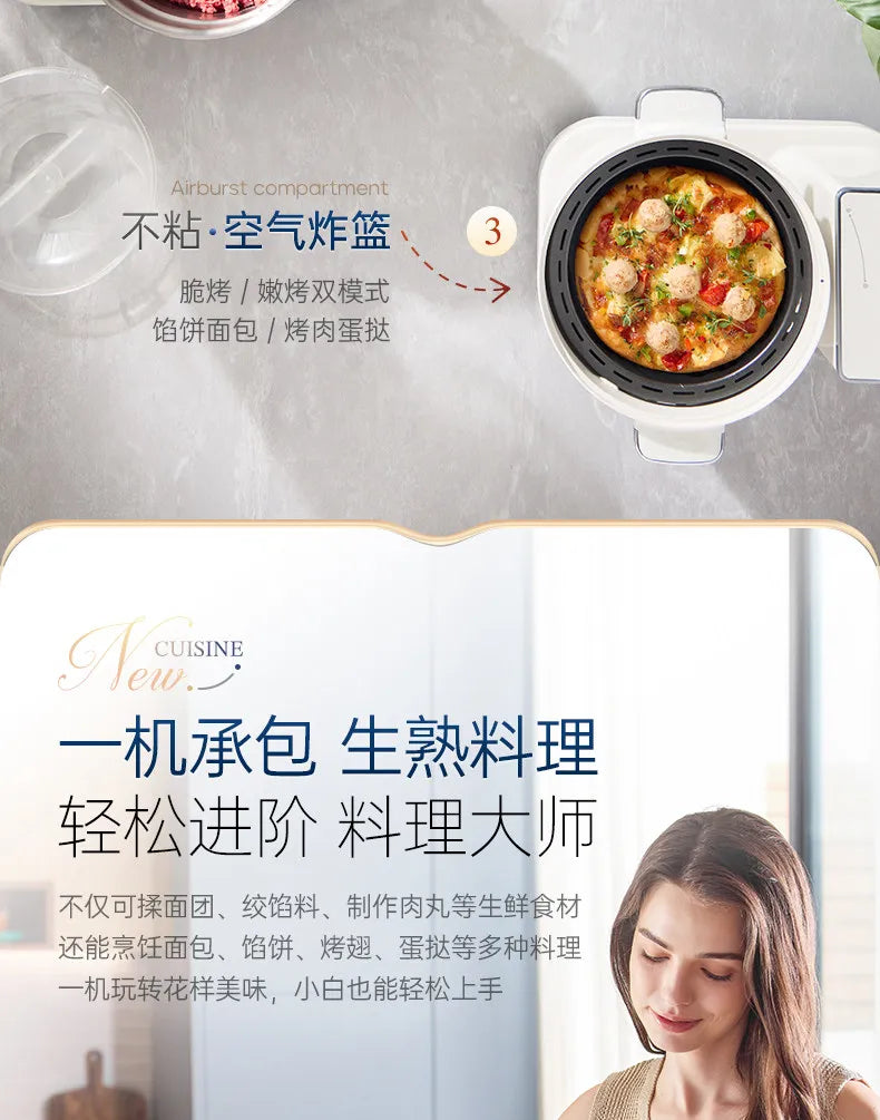 Household Multifunctional Stand Mixer Pasta Maker Dough Kneader Meat Grinder Air Fryer Food Processor