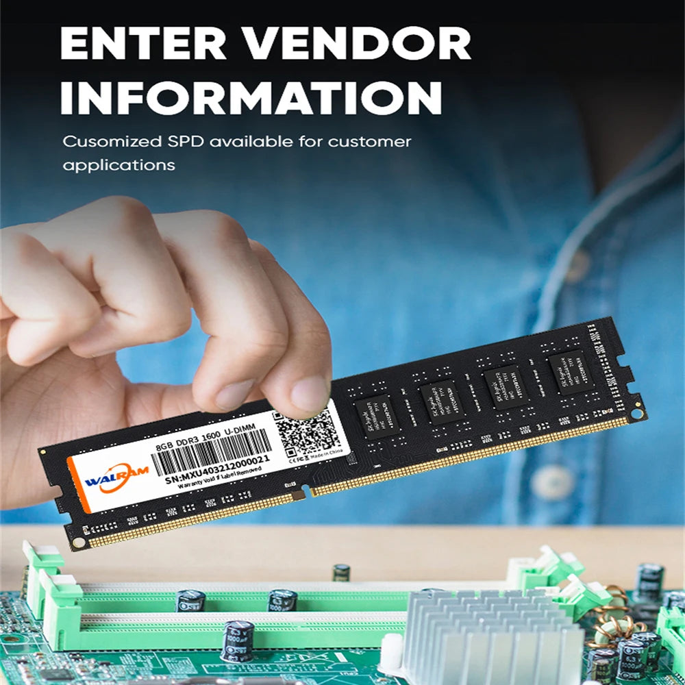 Walram DDR3 Memoria 8GB 4GB 1.5V 240pin 1600MHz PC3 Udimm DIMM Desktop Memory RAM