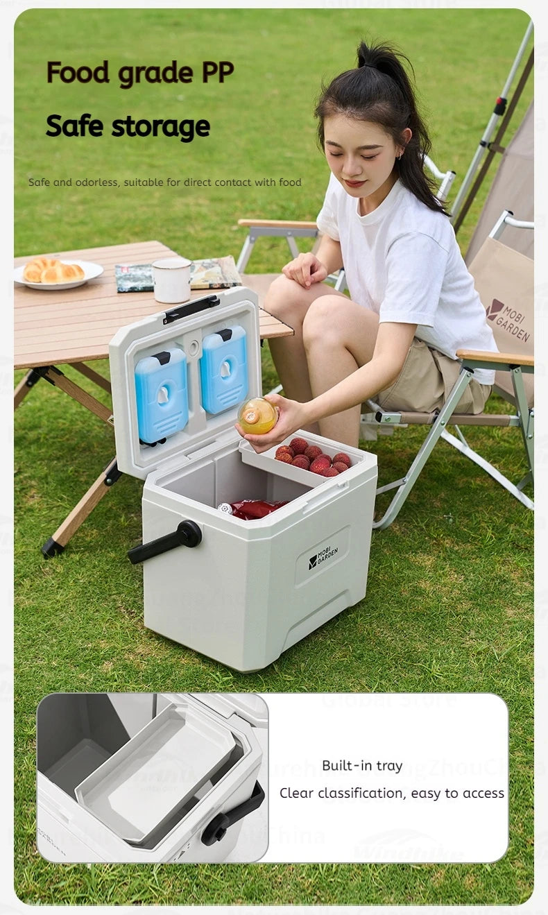 MOBI GARDEN 22L/16L/5L Insulation Ice Box Portable Camping Outdoor Picnic Fresh Food Grade Car Refrigerator Freezer Cooler Box