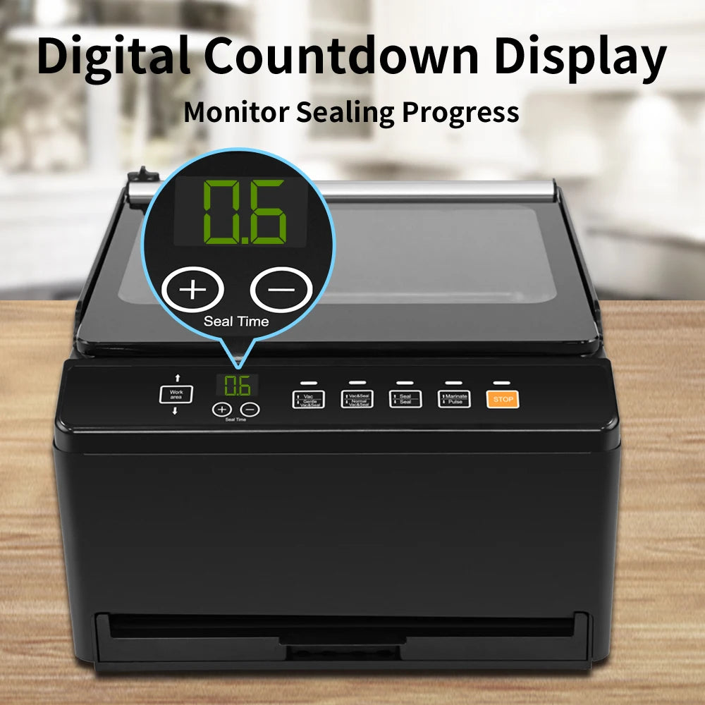 Professional Food Vacuum Packer 95KPa Automatic Sealer Double Seams Dry Moist Built-in Cutter Home Fresh Storage Appliances