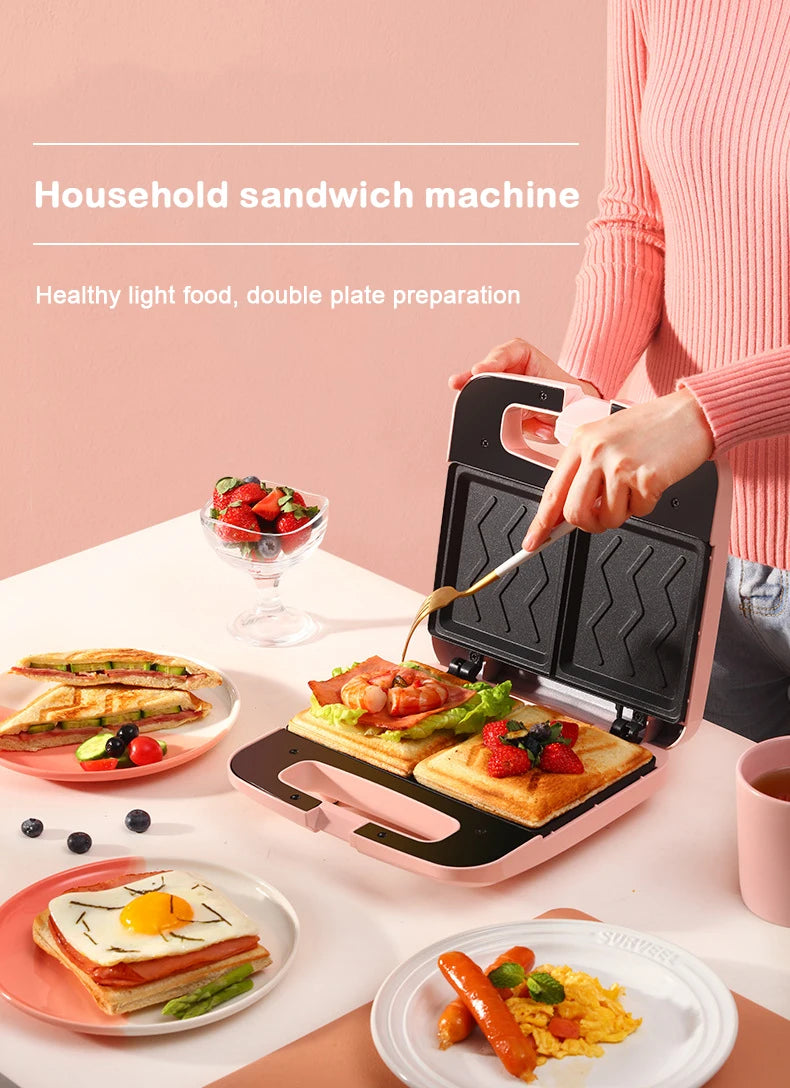 Electric Panini Sandwich Machine Multifunction Baking Pan Light Food Breakfast Maker Waffle Bread Toaster Omelette Steak Grill
