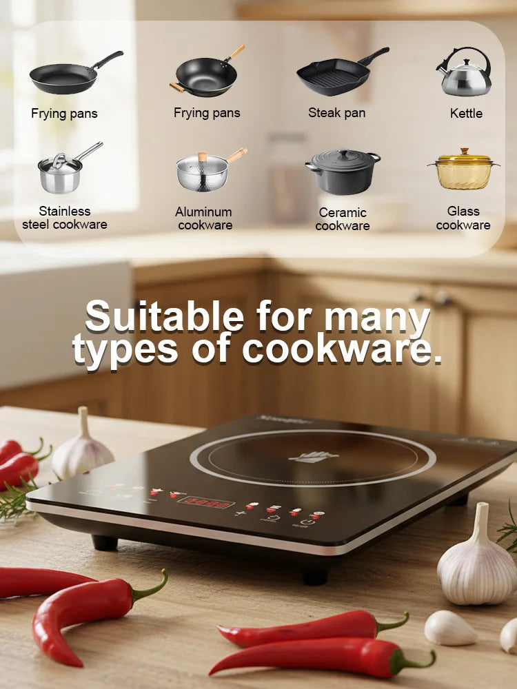 Portable Induction Cooker Sonifer SF-3048 1400W Electric Stove Single Heating Plate Timer Function Overheat Protection