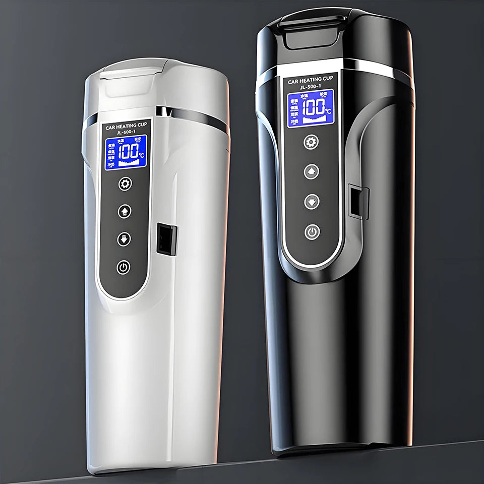Yanace 500ML Portable Car Electric Kettle Smart Temperature Control Travel Heating Cup for Coffee Milk Tea 12V Auto Boiler
