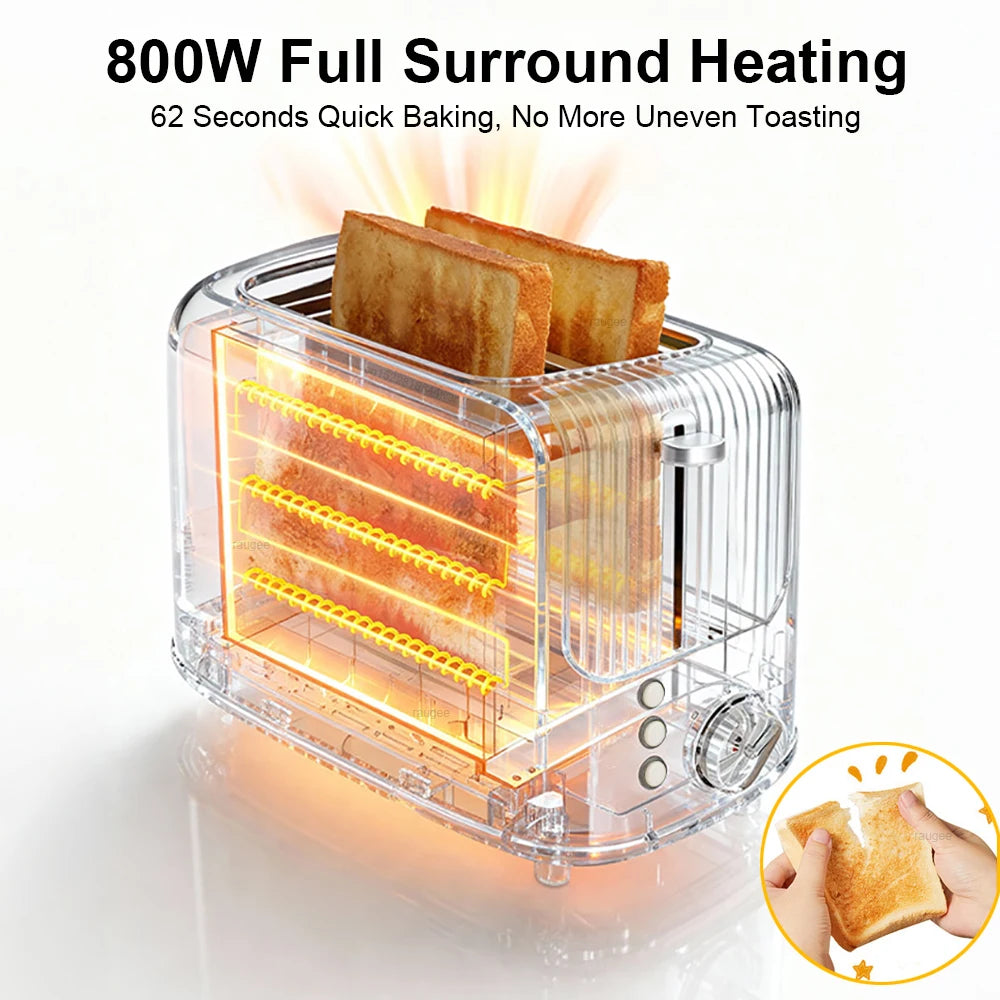 2-Slot Toaster 7 Browning Levels Home Extra Wide Slot Toaster with Reheat, Defrost and Cancel Includes a Detachable Crumb Tray