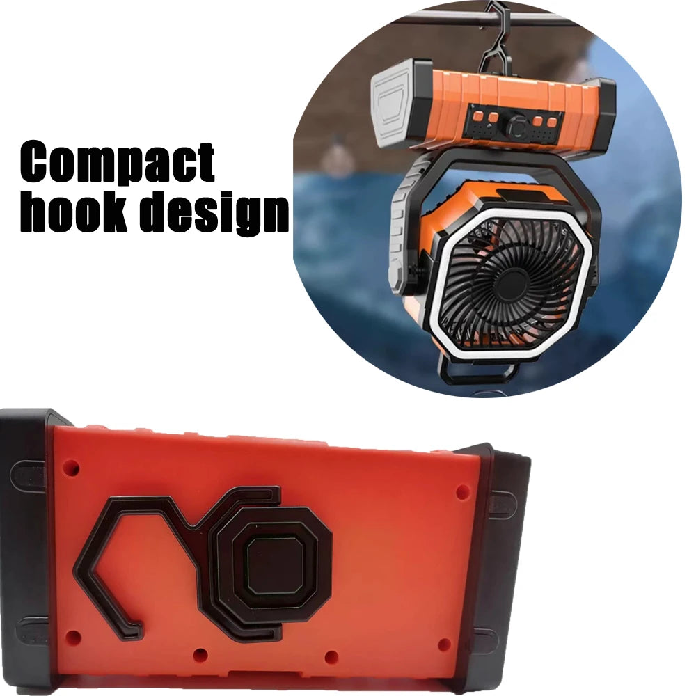 50000mAh Outdoor Camping Fan with Remote Contral 4Gears Wind Speed Up to 100 Hours Runtime Handle Portable Cooling Electric Fan