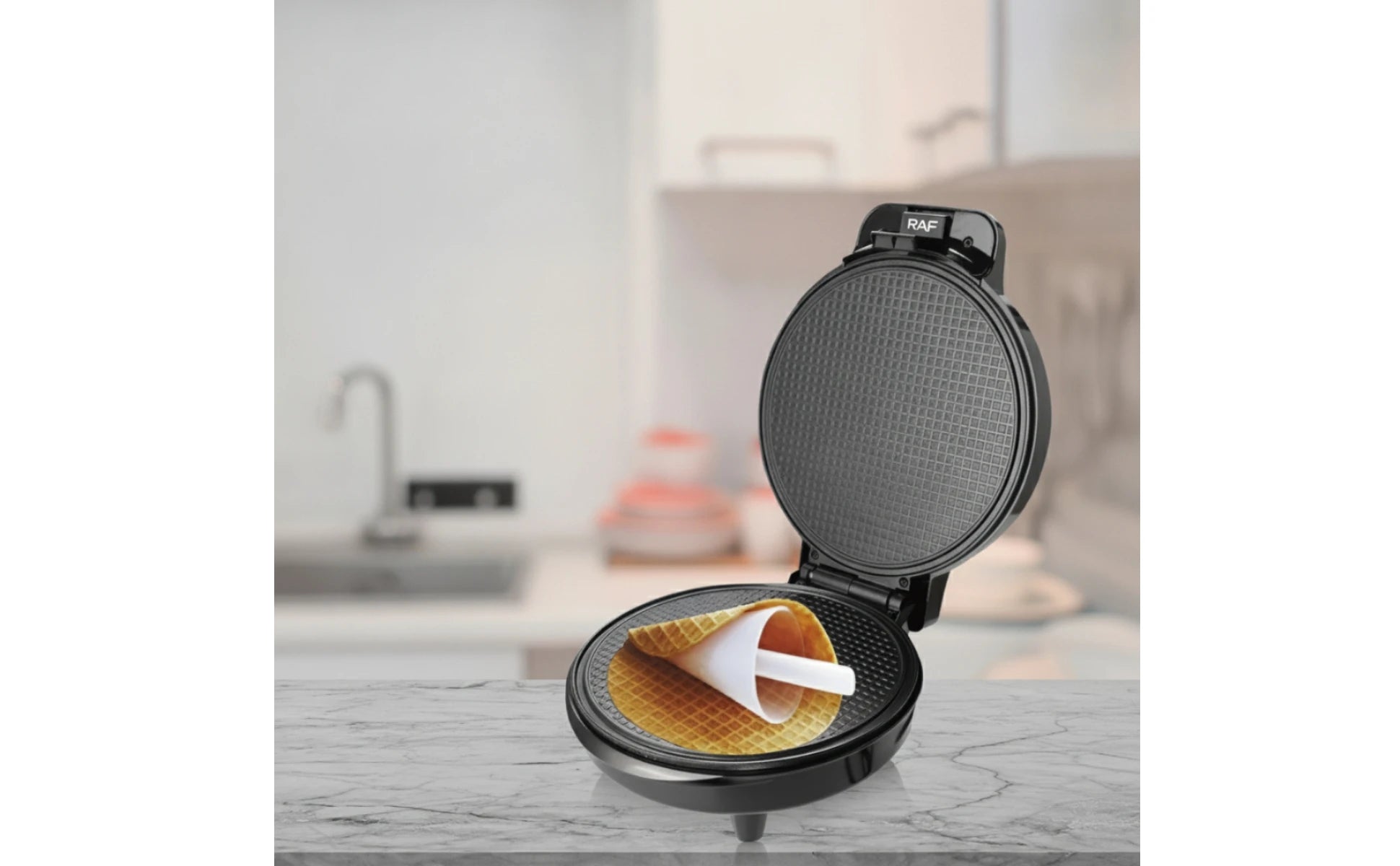 Waffle Cone Maker Electric Waffle Cone Baker Appliance 1000W Machine Space-Saving for Home Cooks, Kitchen Countertop