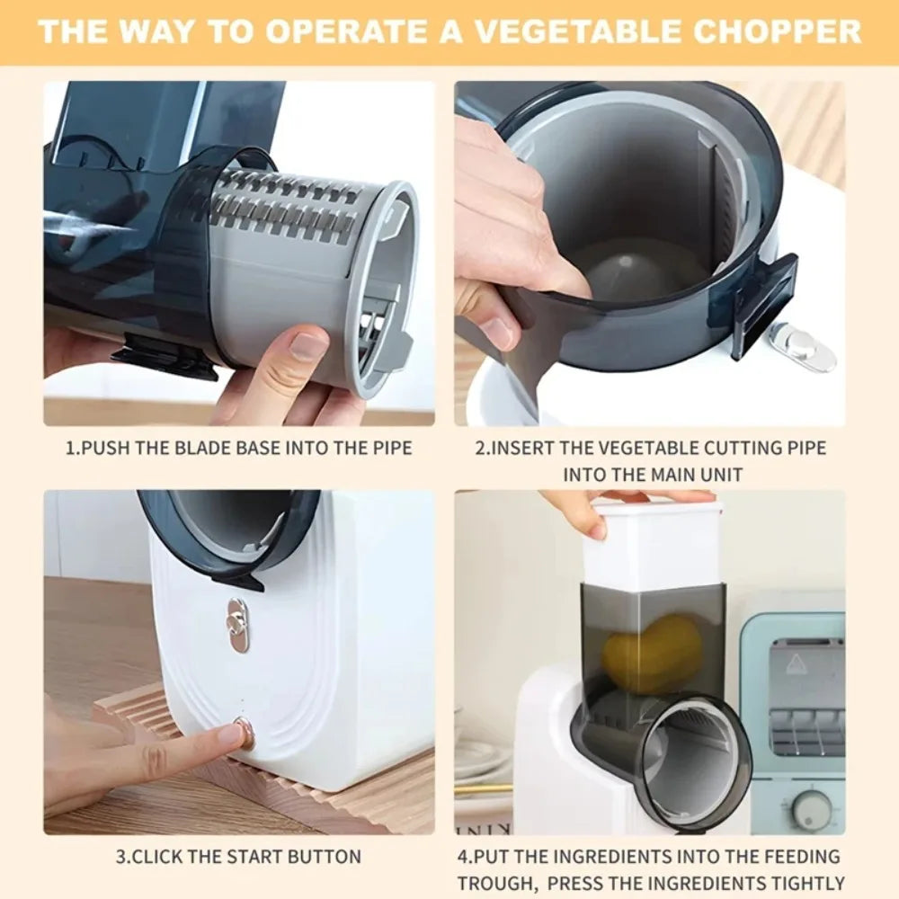 Effort-saving Electric Vegetable Cutter Efficient Detachable Automatic Vegetable Shredder Long Battery Life Vegetable Processor
