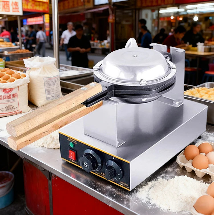 DIVEDEER Commercial Waffle Maker 1400W Stainless Steel Waffle Maker with 180° Rotating Dual Baking Plates and Wooden Handle