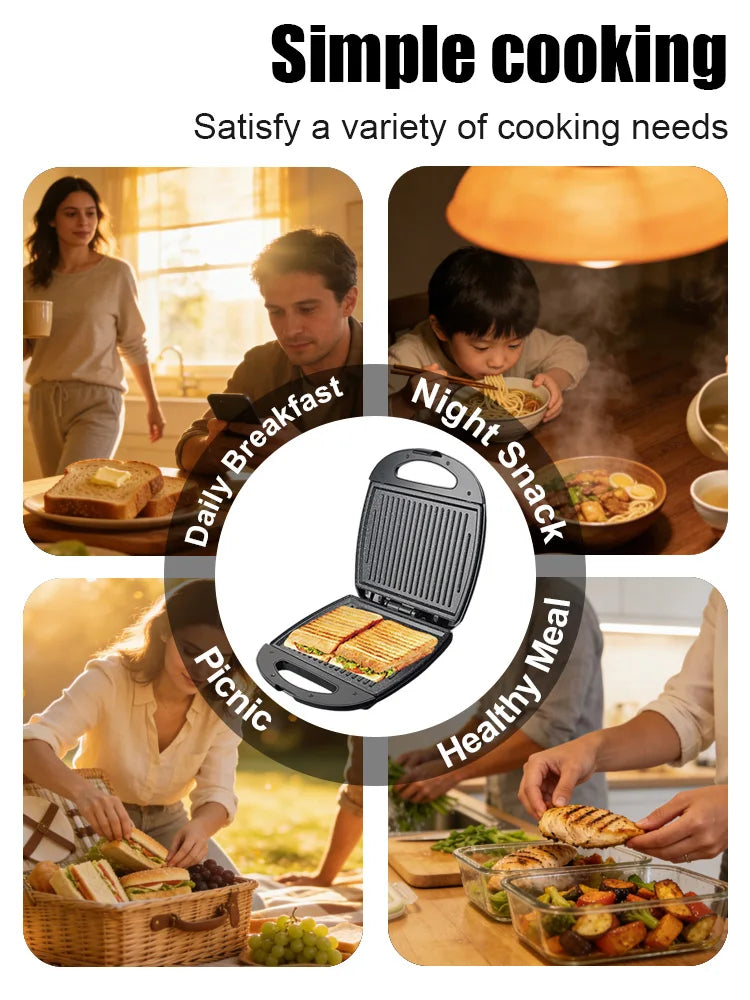 Sandwich Maker Sonifer SF-6165 1400W Electric Toastie Maker Non Stick Plates Thermostat Control Breakfast Machine Home Kitchen