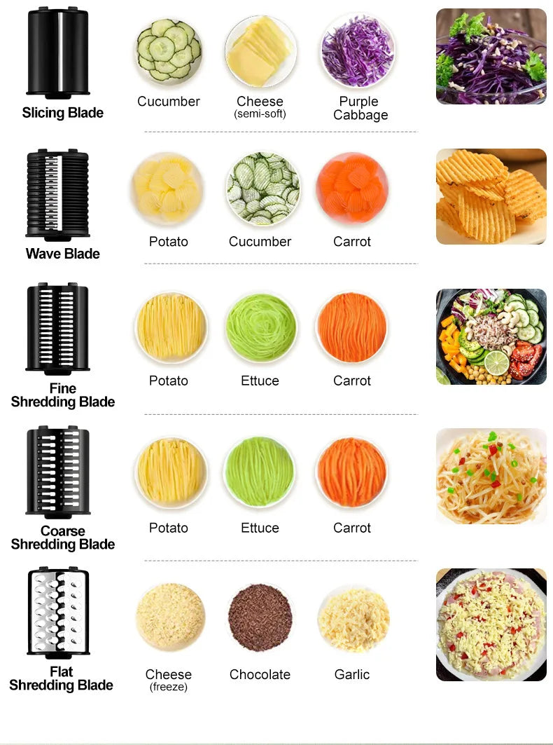 DIVEDEER Electric Vegetable Cutter: Multi-Function Vegetable Slicer and Shredder, All-in-One Potato and Cucumber Shredder