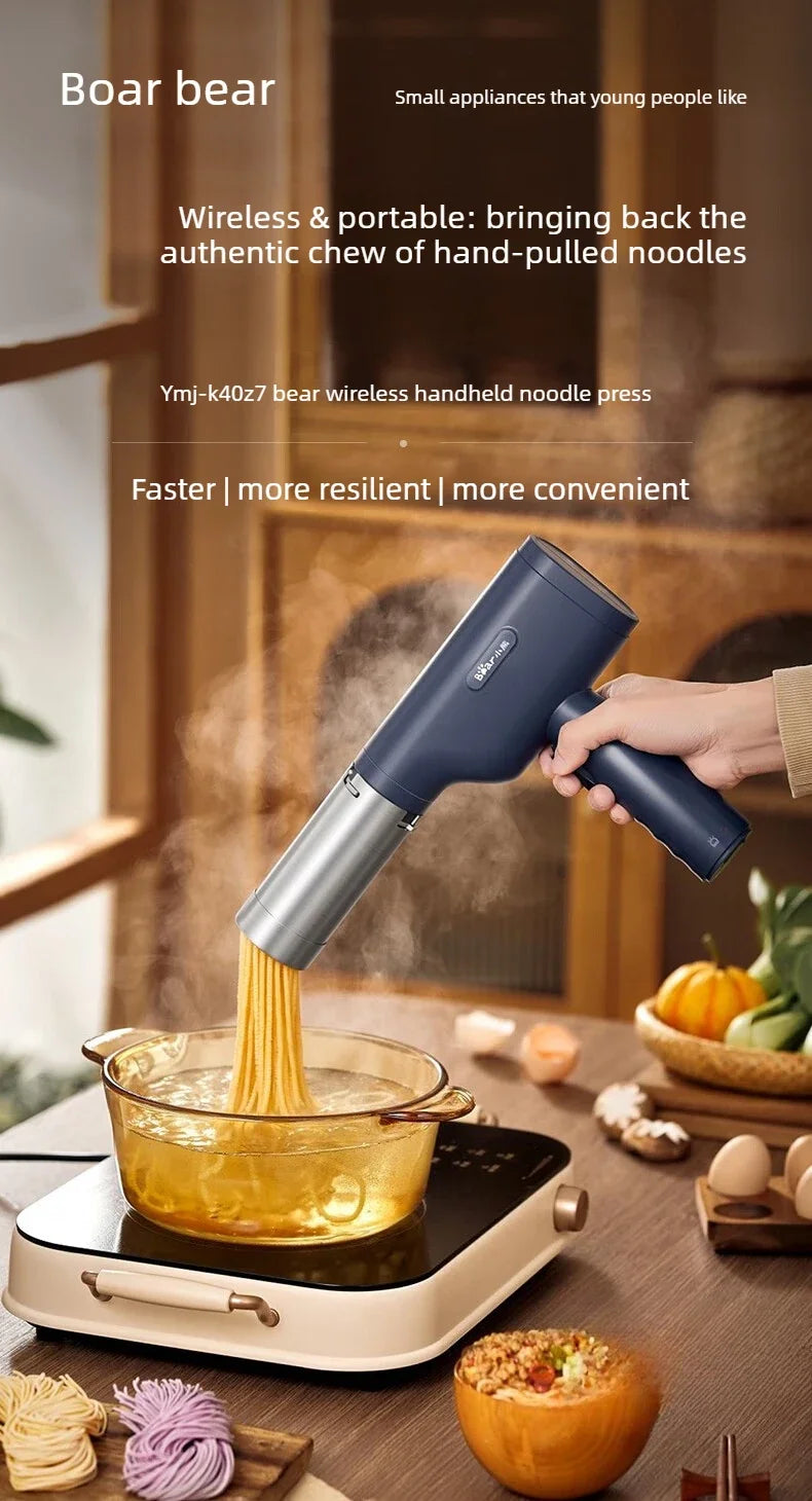 Wireless Handheld Electric Noodle Machine 5 Interchangeable Dies Stainless Steel Auto Pasta Maker Easy Clean Long Lasting