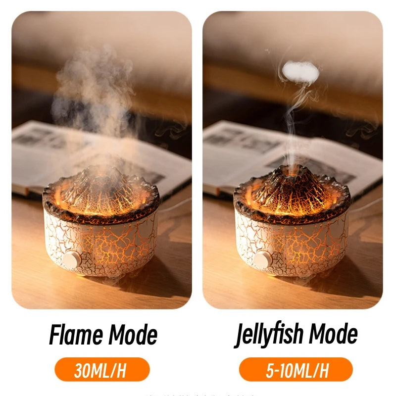 Volcano Aromatherapy Diffuser Smoke Ring Ultrasonic Air Humidifier with Flame Lamp Remote Control Essential Oil Aroma Diffuser