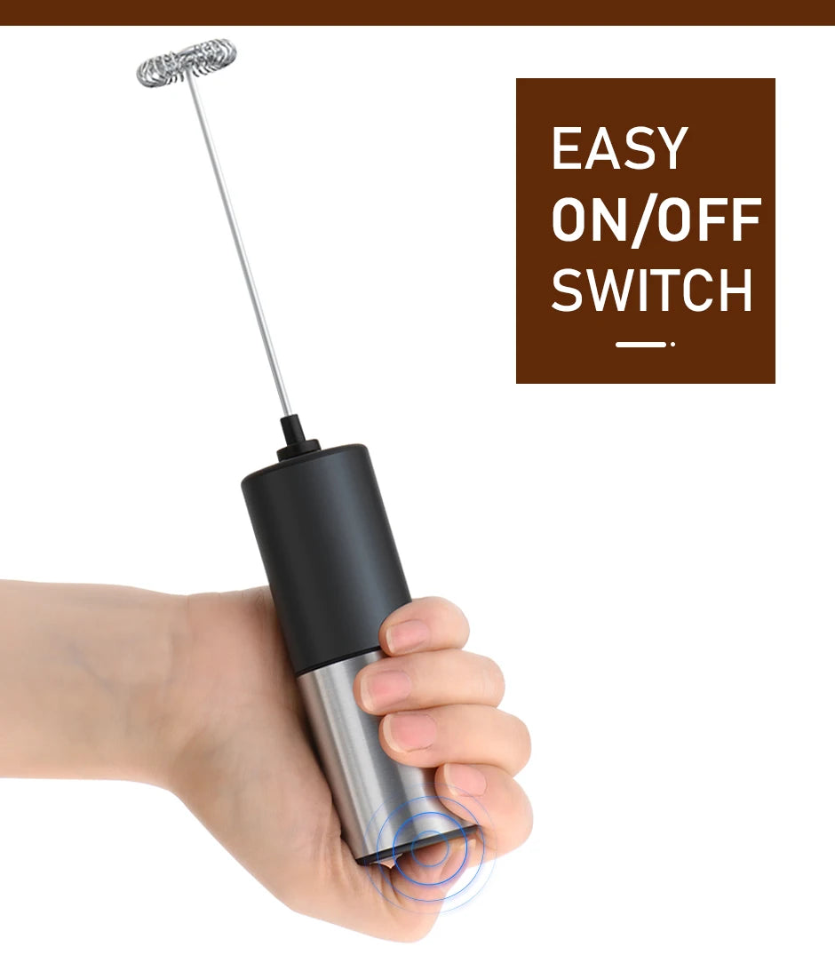 Electric Milk Frother Foam Maker Mixer for Coffee, Electric Portable Whisk Drink Mixer Mini Foam Maker Frothing Battery Powered