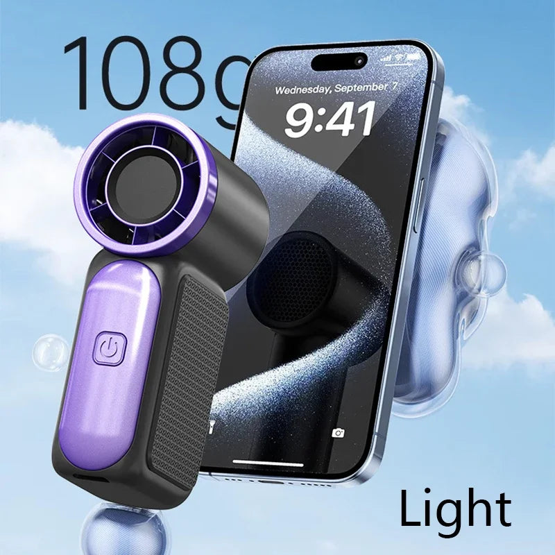 Handheld Mini Fan 5 Speed Adjust Type C Rechargeable Portable Fan Digital Display Desktop Fan Outdoor Use