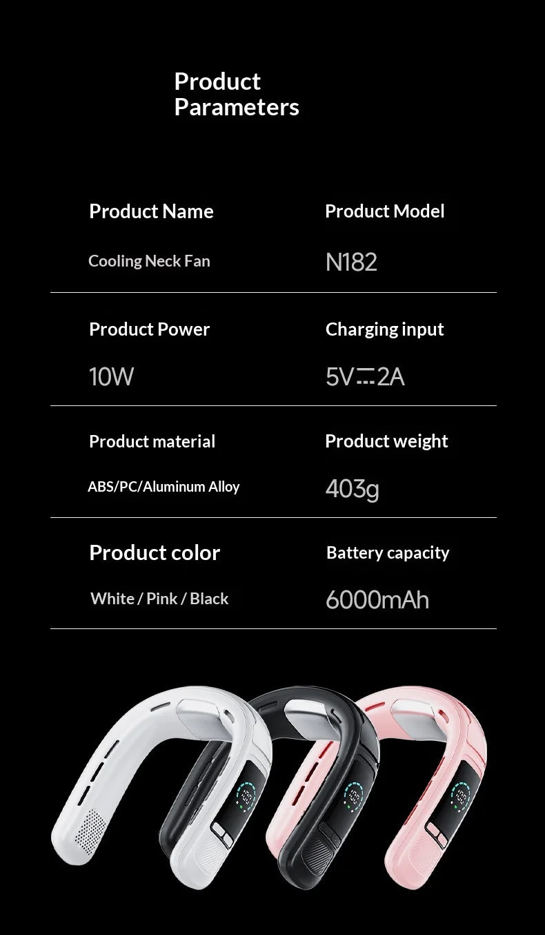 Neck Fan Bladeless Semiconductor Cooling Usb Rechargeable Portable Neck Air Conditioner With Led Display For Outdoor Sports