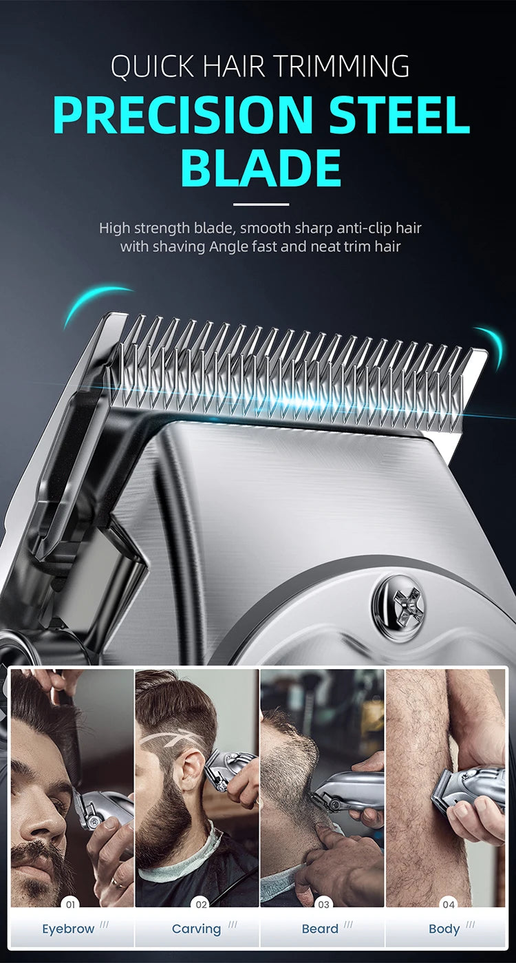 KIKIDO 2 IN 1 Hair Clipper Professional Hair Cutting Machine Rechargeable Barber Hair Trimmer Cordless Haircut Clipper for Men