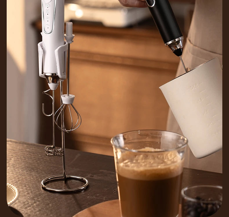 Milk Frother Wand Coffee Frother Handheld Foam Maker For Latte Rechargeable Electric Milk Frother Handheld Drink Mixer Gift Idea