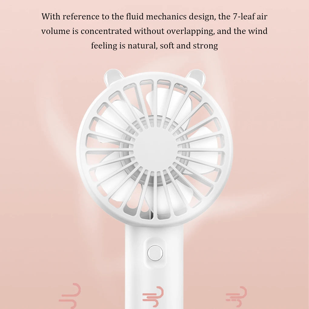 Handheld Fan Portable USB Rechargeable Fans Desk with Base Small Makeup Eyelash Cooler Women Girls Outdoor Office White