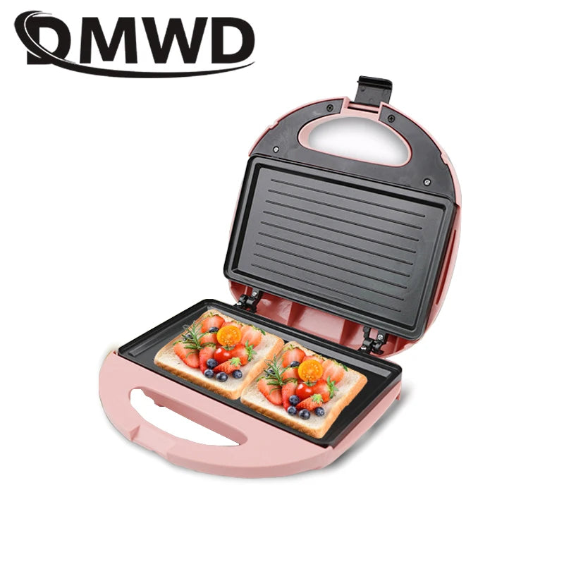 DMWD Electric Egg Sandwich Maker Mini Grilling Panini Baking Plates Toaster Multifunction Non-Stick waffle Breakfast Machine EU