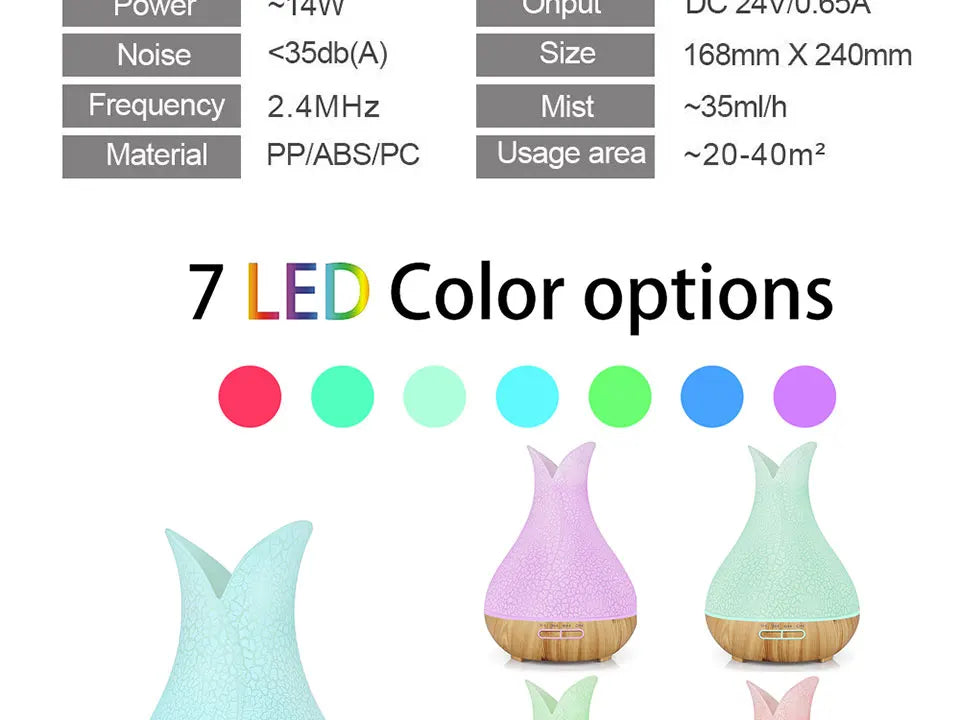 Electric Air Humidifier Remote Control Diffuser Aroma Humidifier Oil Diffuser Ultrasonic Wood Grain Mist Maker 7Color LED Light