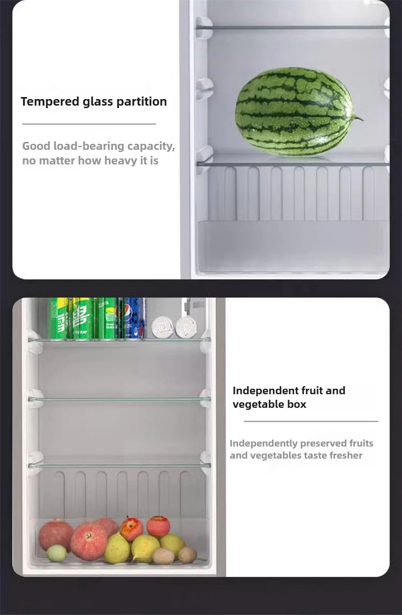 Energy Saving Refrigerator with Double Doors Small Refrigerator Home Dormitory Rental Room Freezer Refrigeration Mini Bar Fridge