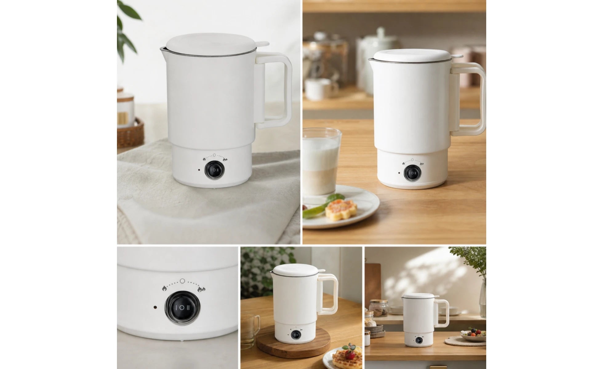 Foldable Electric Kettle Travel-Friendly Electric Kettle with Detachable Base Portable Water Boiler Compact for Travelers