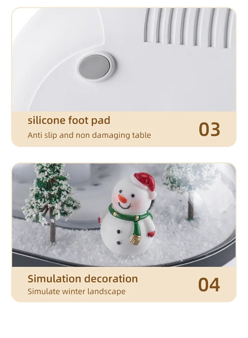 Snowman Landscape Aroma Humidifier with Colorful Led Light Essential Oil Diffuser Ultrasonic Raindrop Air Humidifier for Home