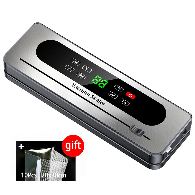 Rechargeable Wireless Vacuum Sealer Dry/Wet Food Sealer with Built-in Cutter Touch Buttons for Kitchen Food Storage 826