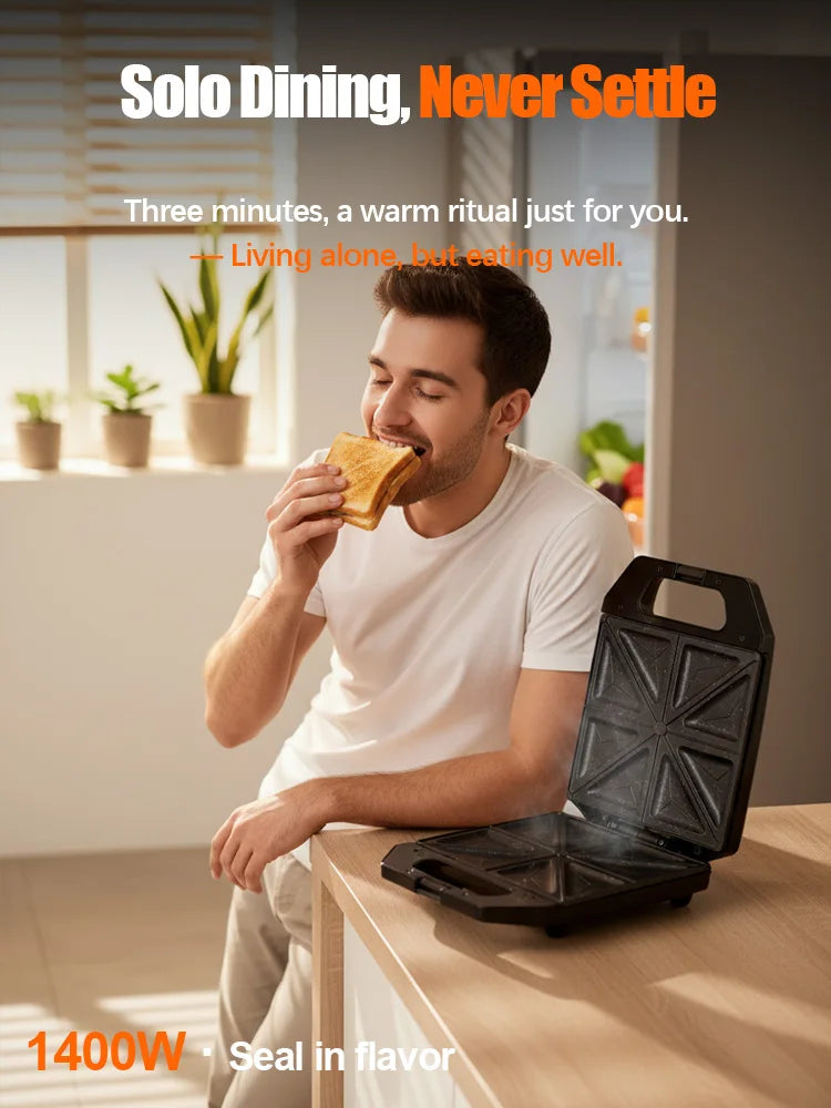 Sandwich Maker Sonifer SF-6193 1400W Triangle Plate Electric Toastie Maker Non Stick Grill Breakfast Machine for Home Kitchen