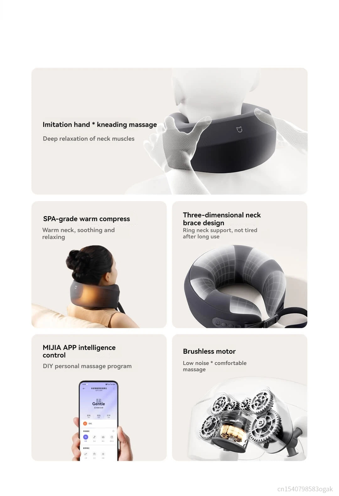 Updated Xiaomi Mijia Smart Neck Pillow Massager Brushless Motor Shoulder Neck Integrated Massage Hot Compress for Mi Home APP