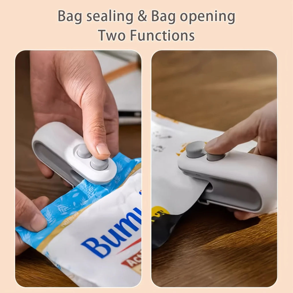 2 in 1 Mini Bag Sealer with Cutter and Magnet Plastic Bag Heat Sealer USB-C Rechargeable Chip Bag Sealer for Snack Bags