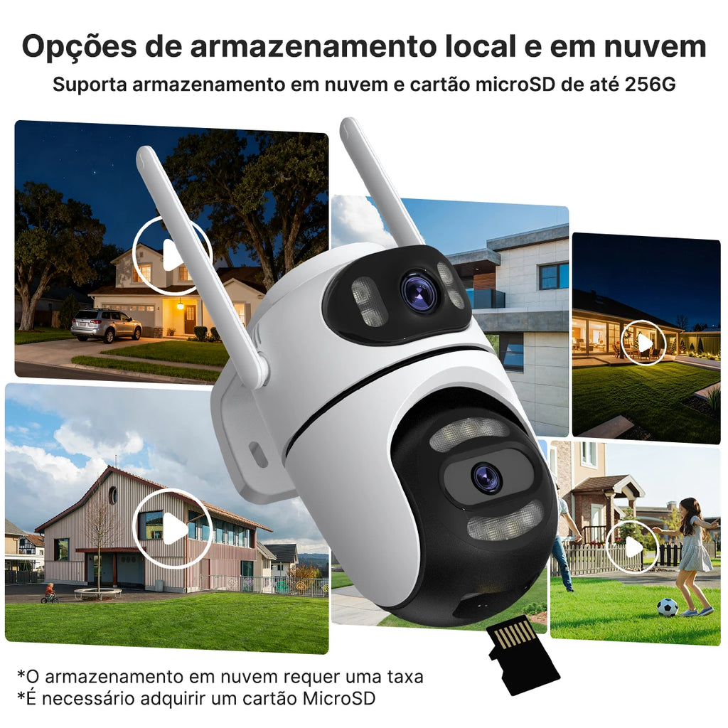 Icsee Wifi Ip Camera Dual Screen Home Security Ptz Camera Ai Tracking Outdoor Video Surveillance Cctv