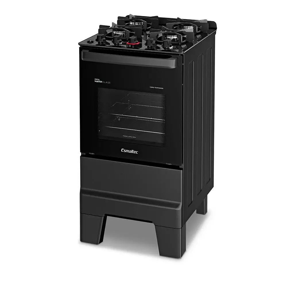 Esmaltec Ideal Master Glass 4-Burner Stove T4VFP 4127, Automatic Ignition, Black, Dual Voltage