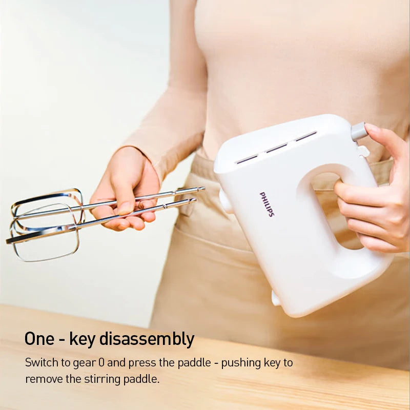 Philips Handheld Electric Egg Beater 3-Speed 2-Beater Automatic Mixer for Egg White And Cream Household Kitchen Tool HR3700