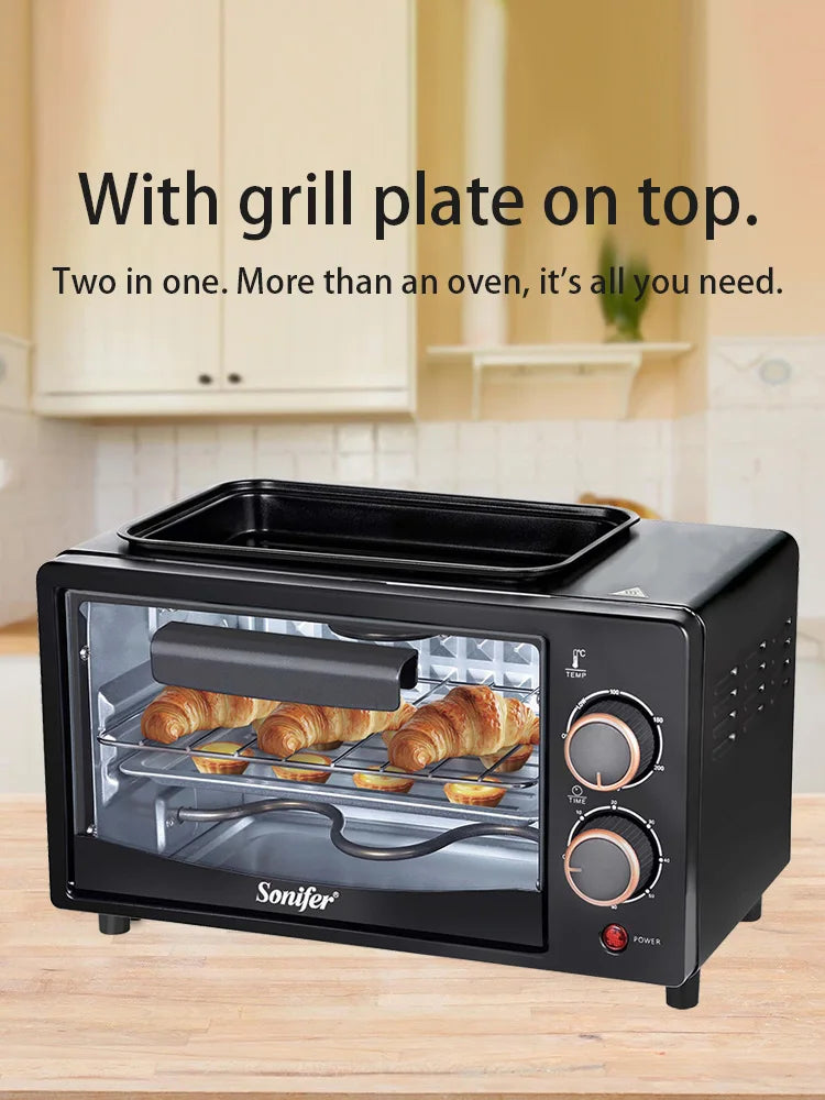 Electric Oven SF-4048A 700W 7L Mini Toaster Oven with Grill Plate Timer Multifunction Baking Cooker for Home Kitchen