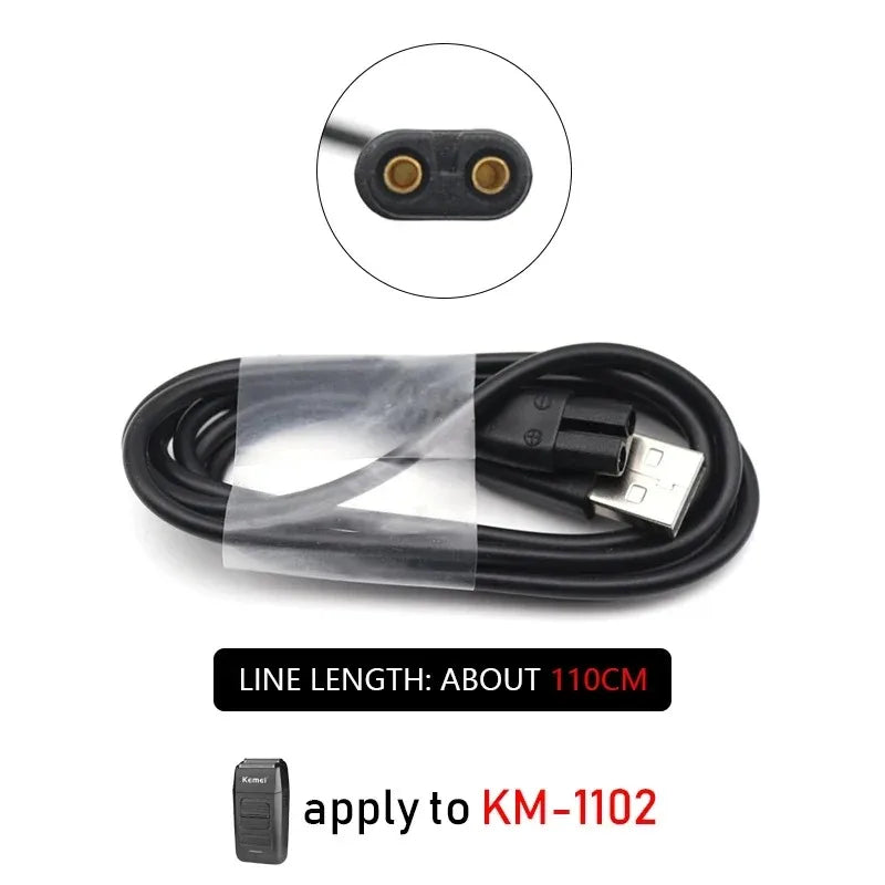 For Kemei KM-1102 Original USB Power Charger Cable Professional Hair Clipper Hair Trimmer Accessories EU Plug