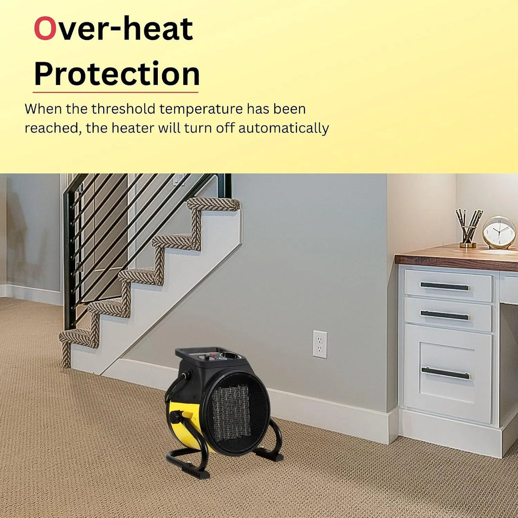 2026 New Upgrade Electric Forced Air Heater With Pivoting Base 5,120 BTU, Yellow | Electric Garage Heater