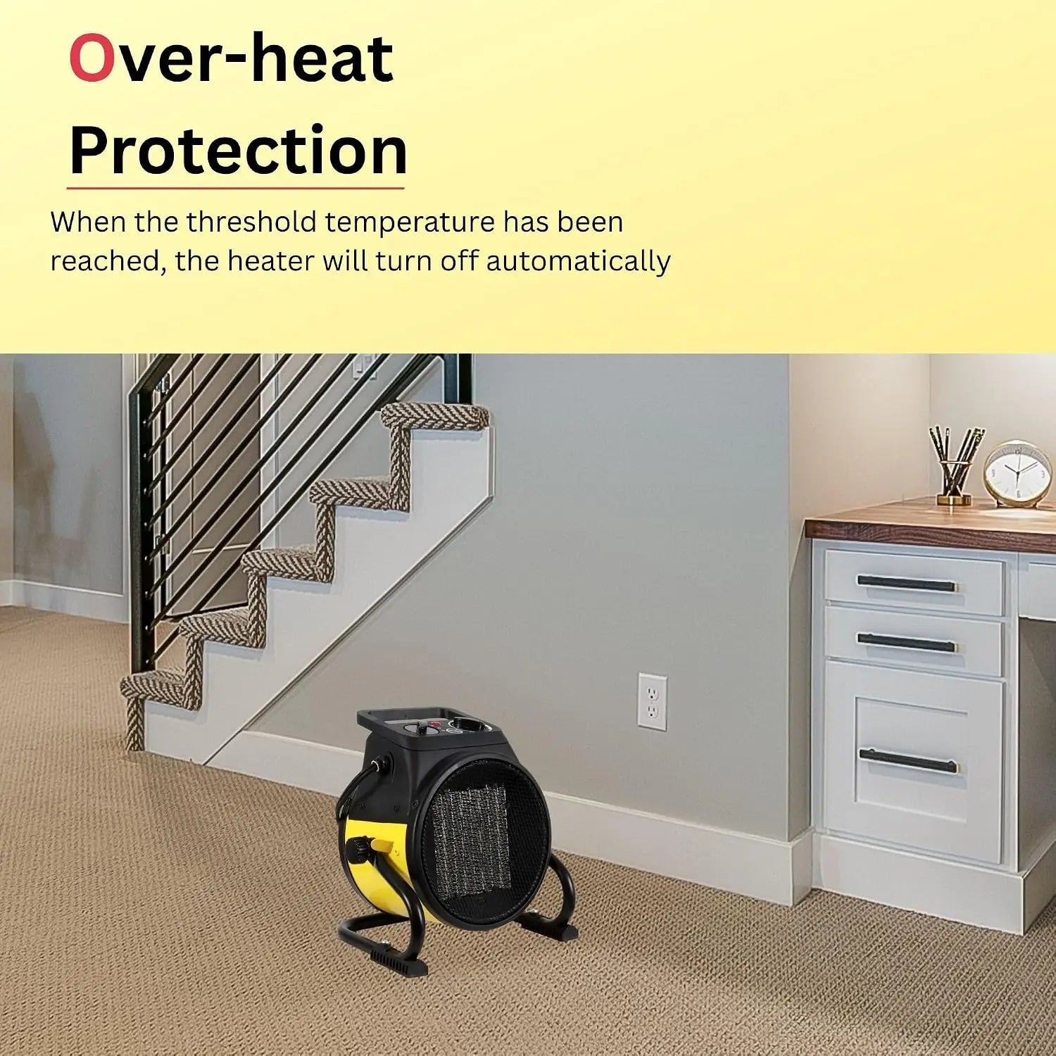 2026 New Upgrade Electric Forced Air Heater With Pivoting Base 5,120 BTU, Yellow | Electric Garage Heater
