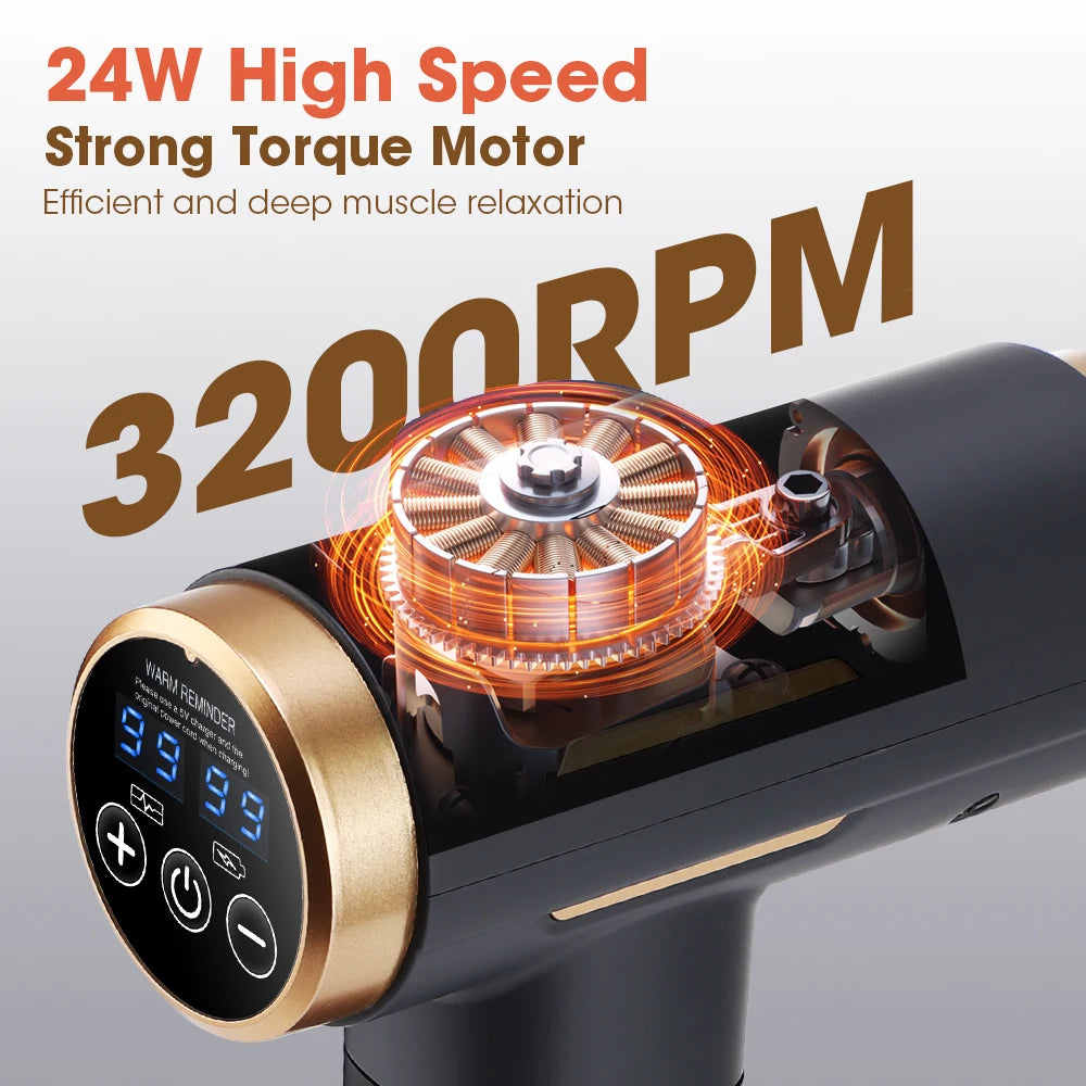 11-IN-1 Electric Massage Gun 99 Level Powerful Fascia Gun High-Frequency Vibration Body Massage Gun USB Rechargeable