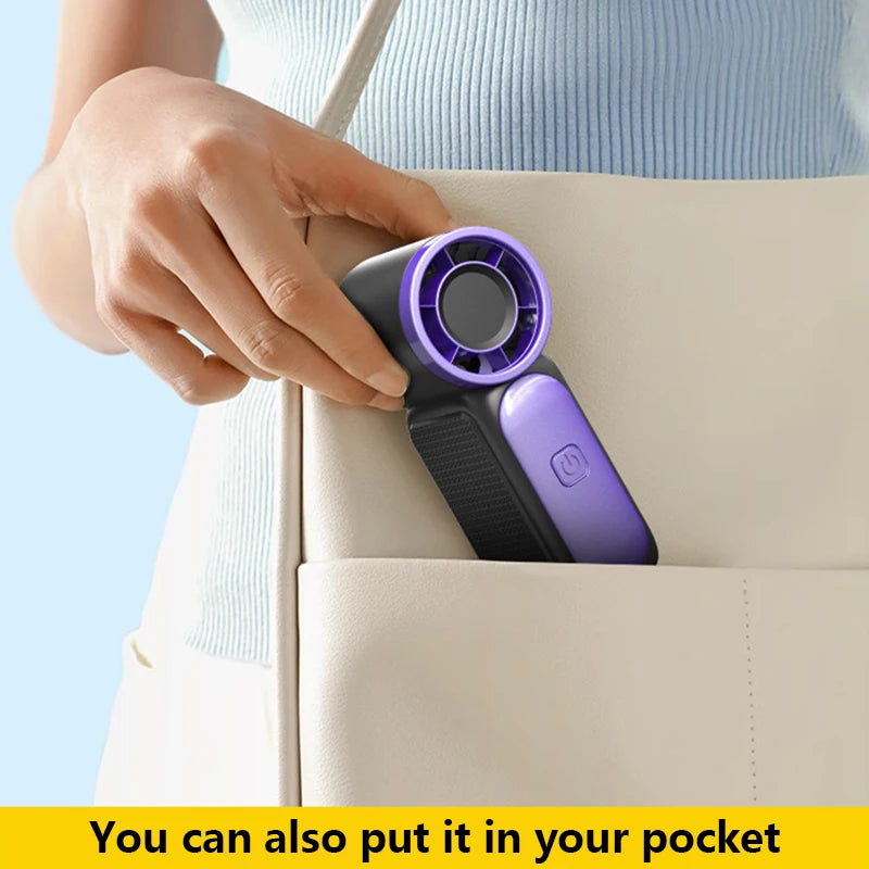Handheld Mini Fan 5 Speed Adjust Type C Rechargeable Portable Fan Digital Display Desktop Fan Outdoor Use
