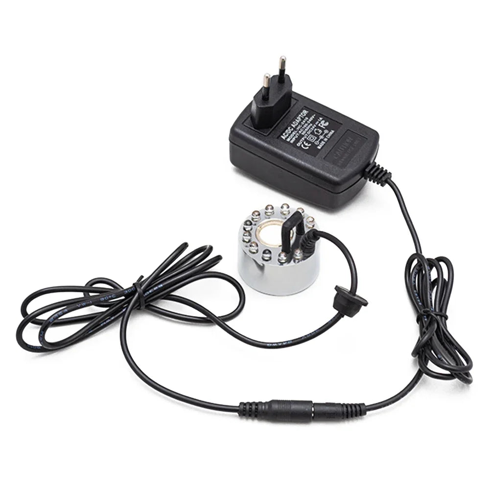 12 LED Atomizer Colorful Light Ultrasonic Misting Maker Water Fountain Pond Landscaping Fogger Atomizer Air Humidifier Aquarium