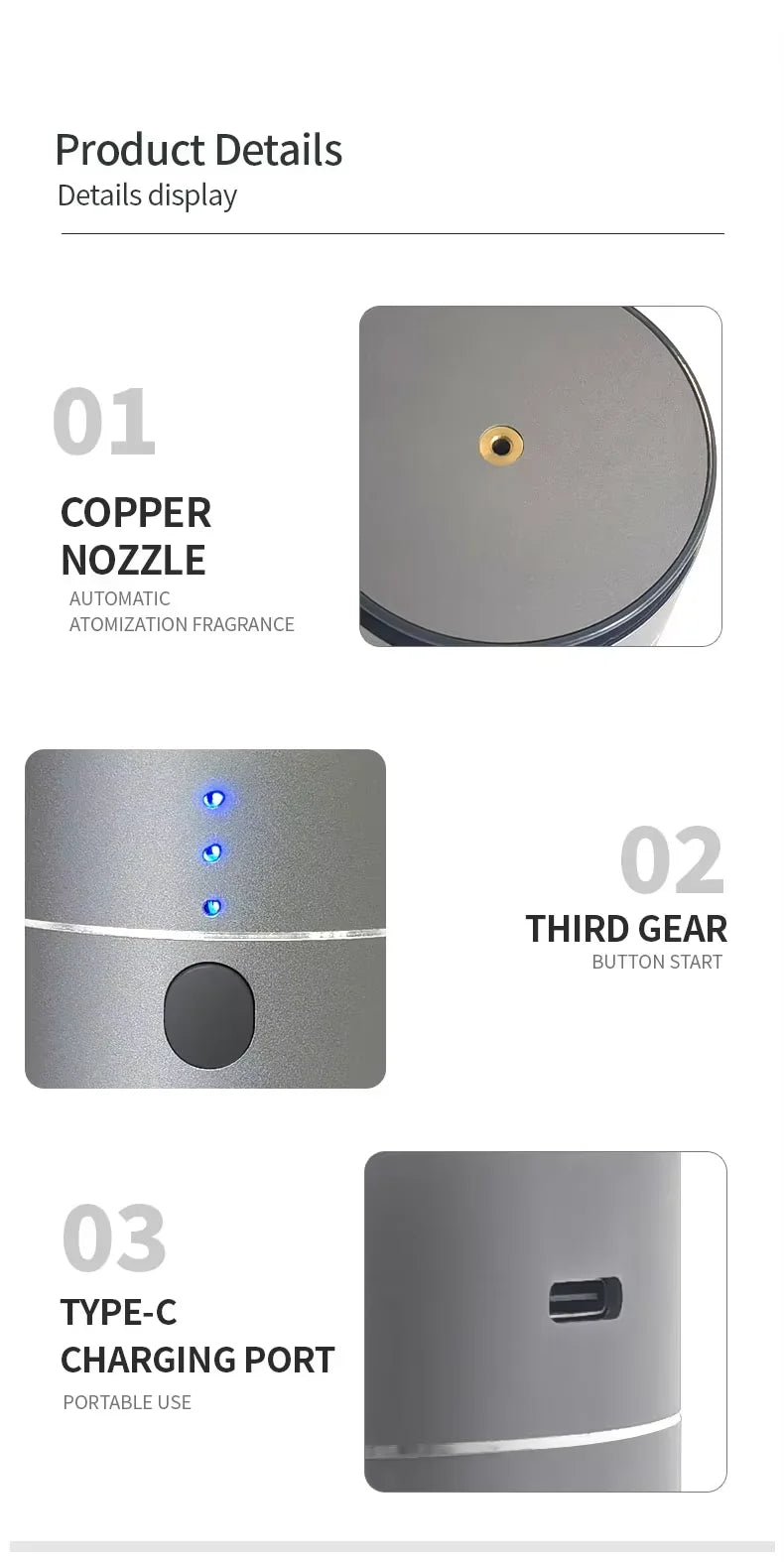 Luxury 10ML Battery Powered Plastic Car Aroma Diffuser Electric Waterless Essential Oil Diffuser Machine for Car Gift