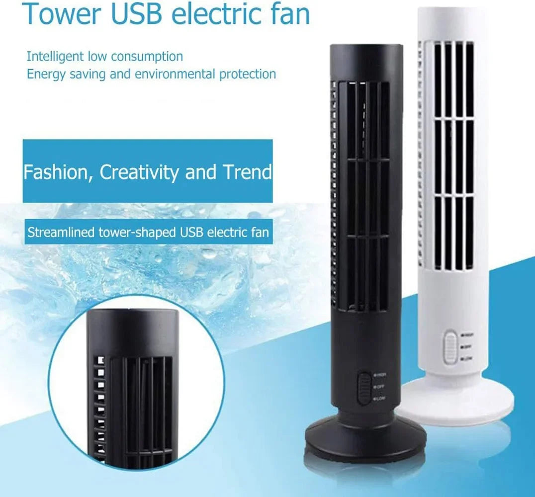 1Pcs Portable Air Cooler Vertical Bladeless Fan USB Desktop Air Conditioner Fan Mini Cooling Tower Fan for Home Office