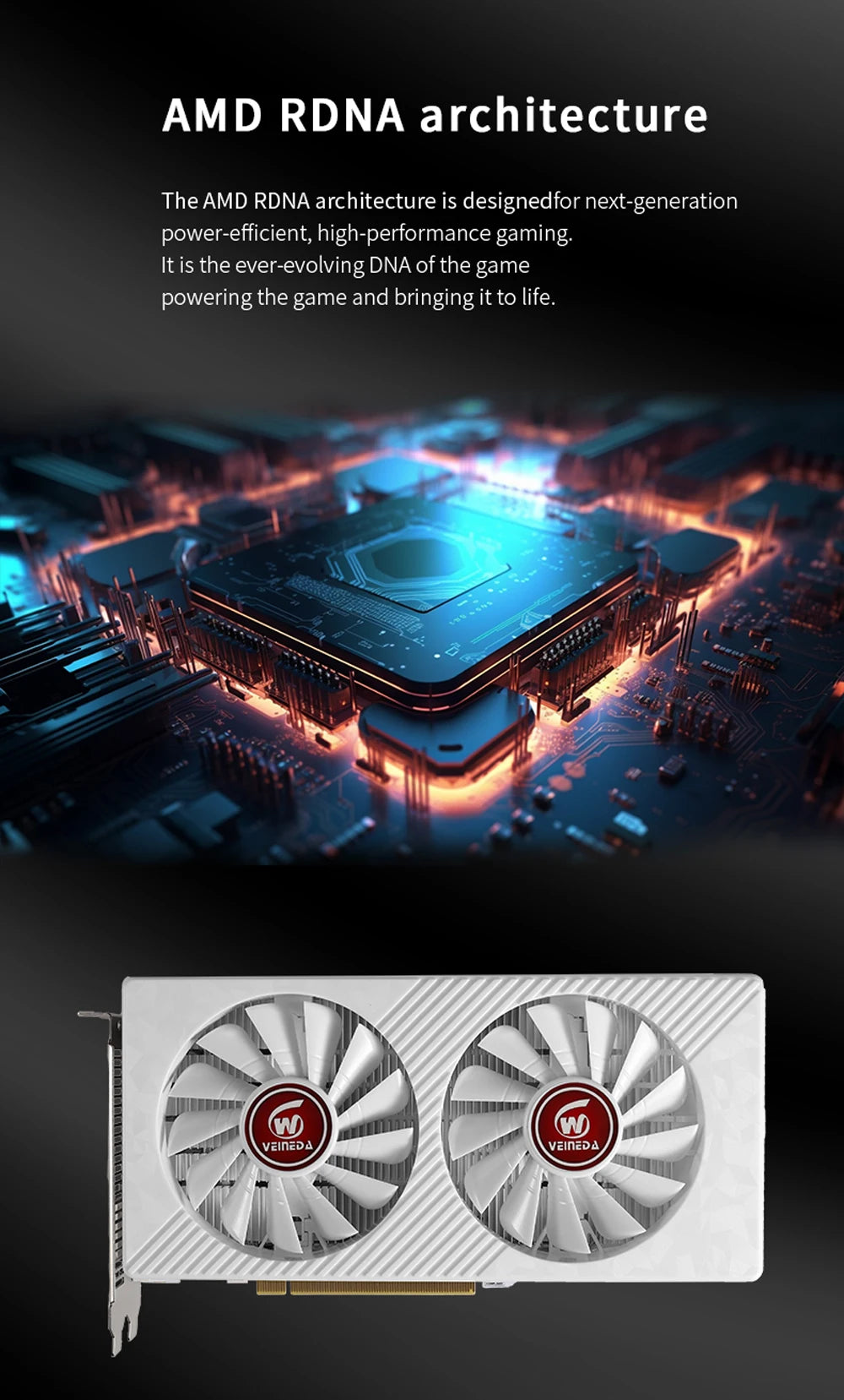Veineda Graphics Cards RX580 8GB DDR5 GPU rx 580 8GB PC Gaming Video Card Desktop Game Video Card for AMD Radeon