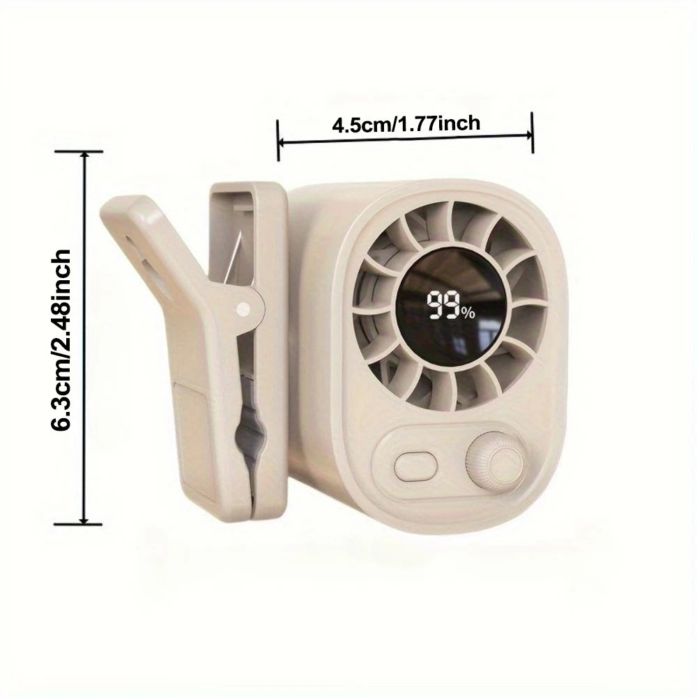 1400mAh USB Clip Fan With LED Screen, 100 Levels Rechargeable, Hands-Free Fan, Rechargeable Multifunctional Personal Fan Car Fan