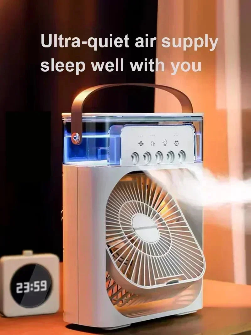 New 3 In 1 Fan AIr Conditioner Household Small Air Cooler LED Night Light Portable Humidifier Air Adjustment Fan Office Home Fan