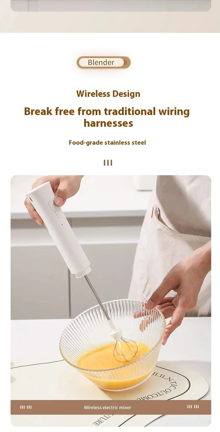 1ps Hot Selling Household Kitchen Small and Convenient Egg Beater Handheld Electric Charging Model Milk Frother Coffee Stirrer